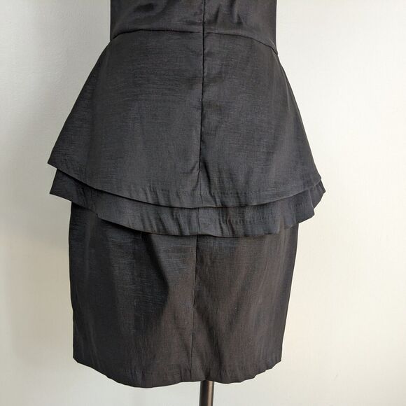 Cache Strapless Mini Dress Black 10 Cocktail Date Evening Y2K Peplum Retro Hoco - Picture 5 of 10